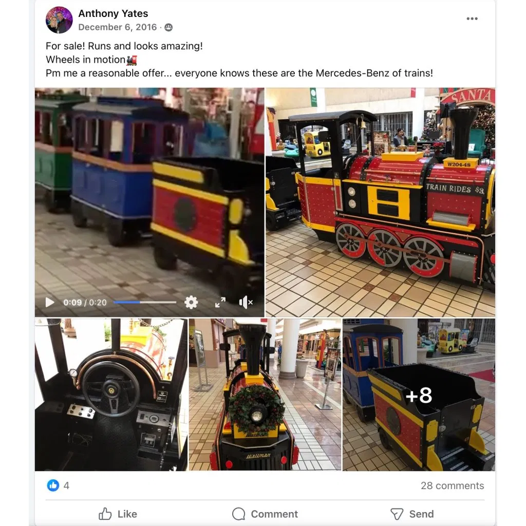 screenshot from Facebook rental group