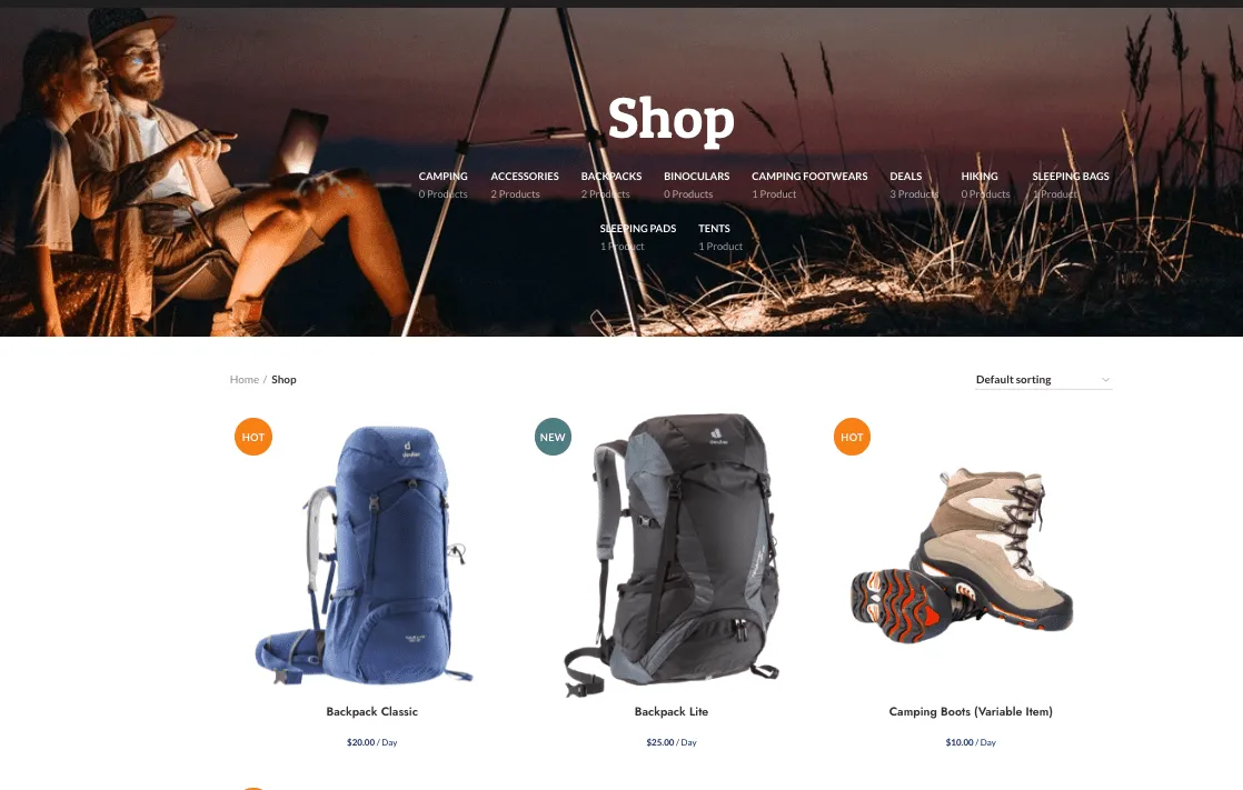 e-commerce system for adventure parks