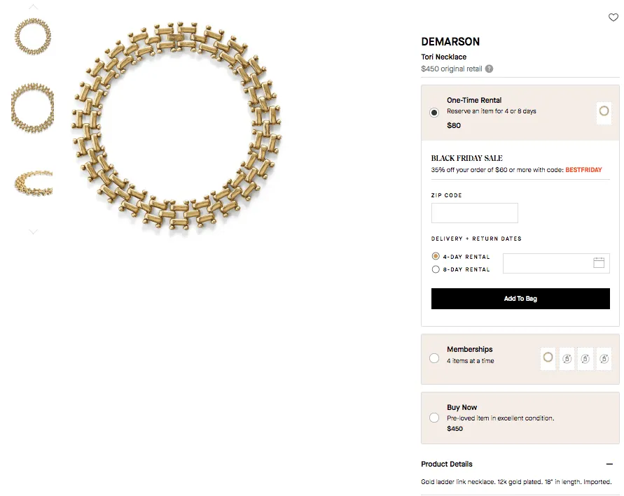 Booking system for jewelry rentals