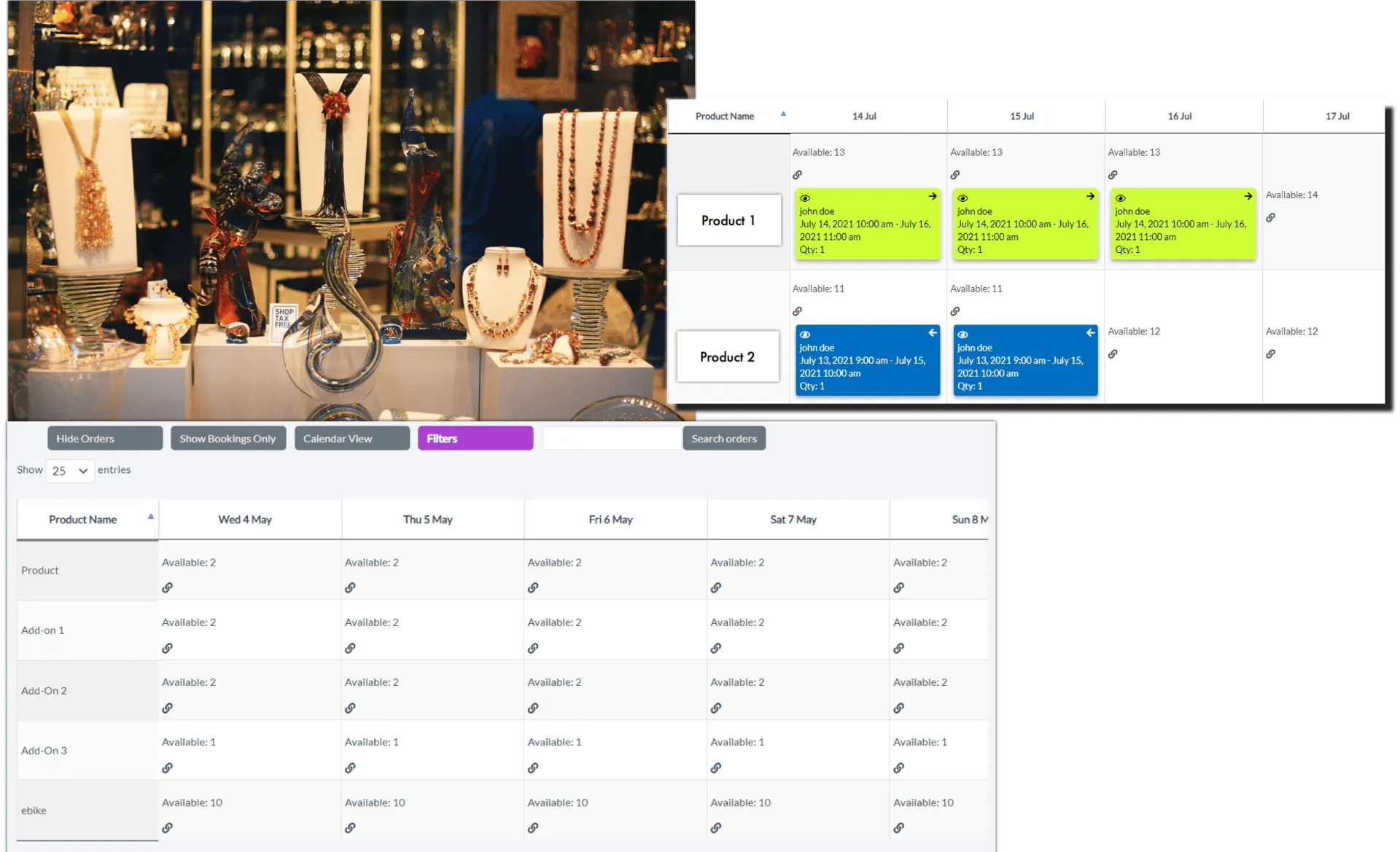 Inventory management system for jewelry rentals