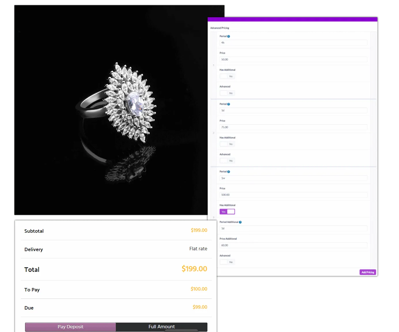 Pricing system for jewelry rentals